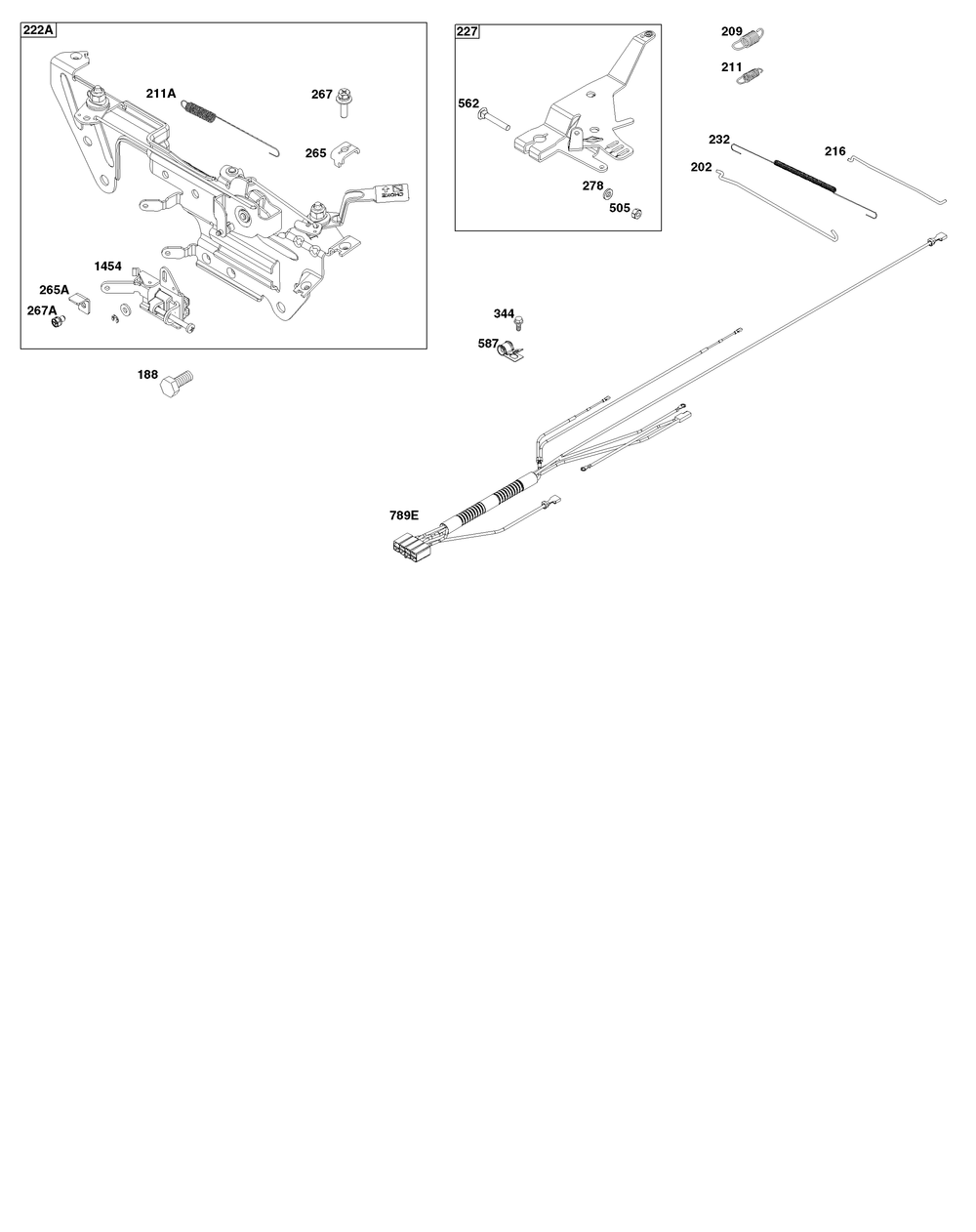 Controls Group Diagram and Parts List for 613477-0251-J1 400000 - 699999 Briggs and Stratton Engine
